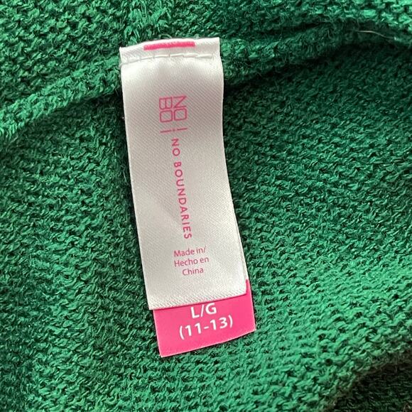 No Boundaries Santa's Helper Hoodie w/ Christmas Tree Hood Sweater Dress Size L - Picture 3 of 4